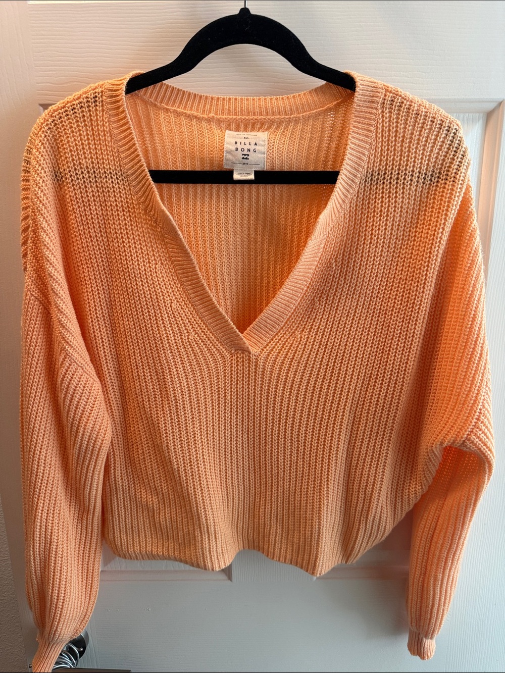 Billabong Women's V-Neck Sweater - Peach Orange